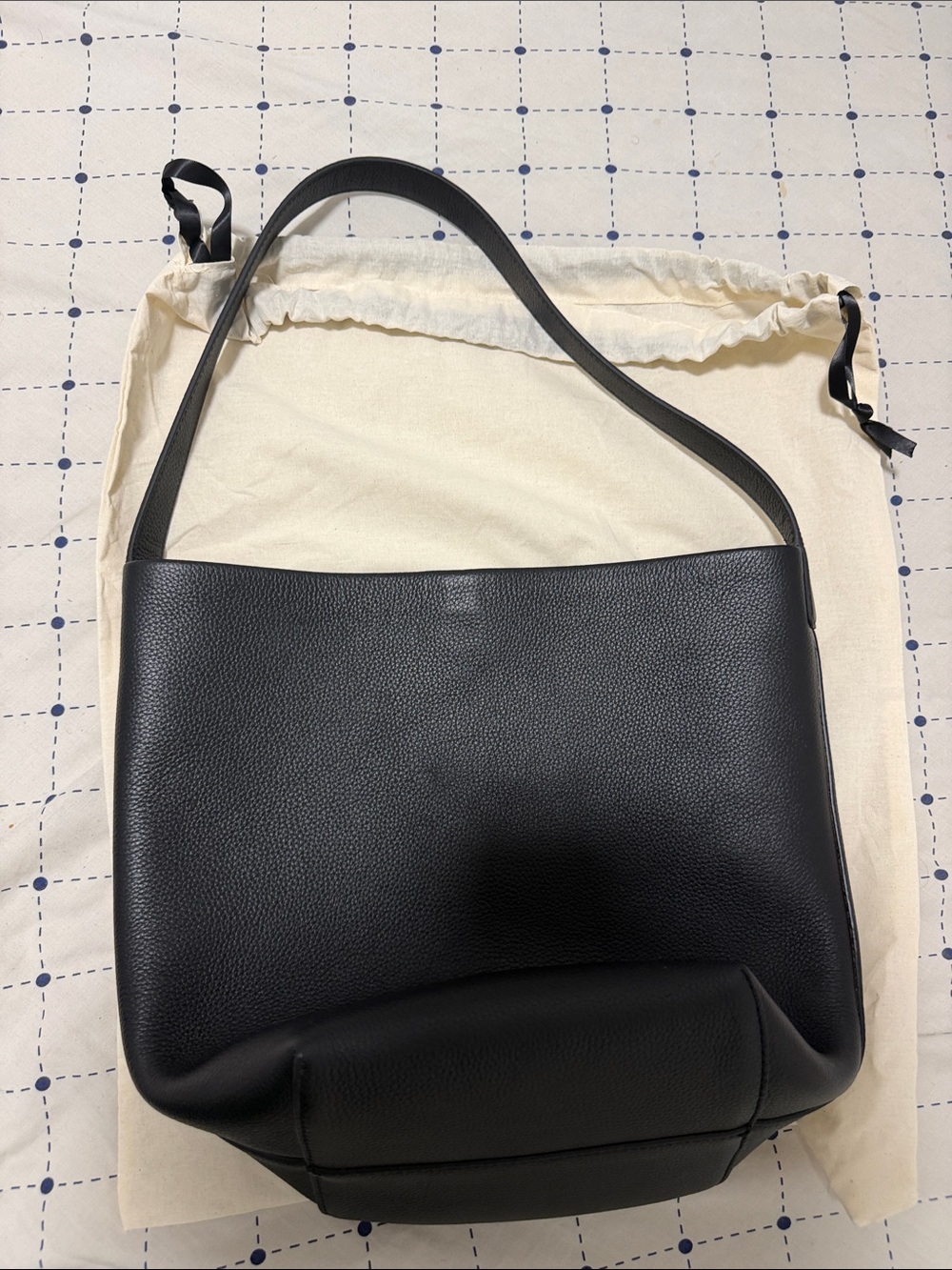 Quince Black Pebbled Leather Shoulder Bag